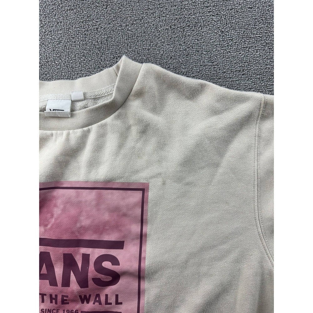 Vans Sweatshirt Women XL Beige Tie-Dye Logo Box Cotton Blend Streetwear Skater - Picture 7 of 11